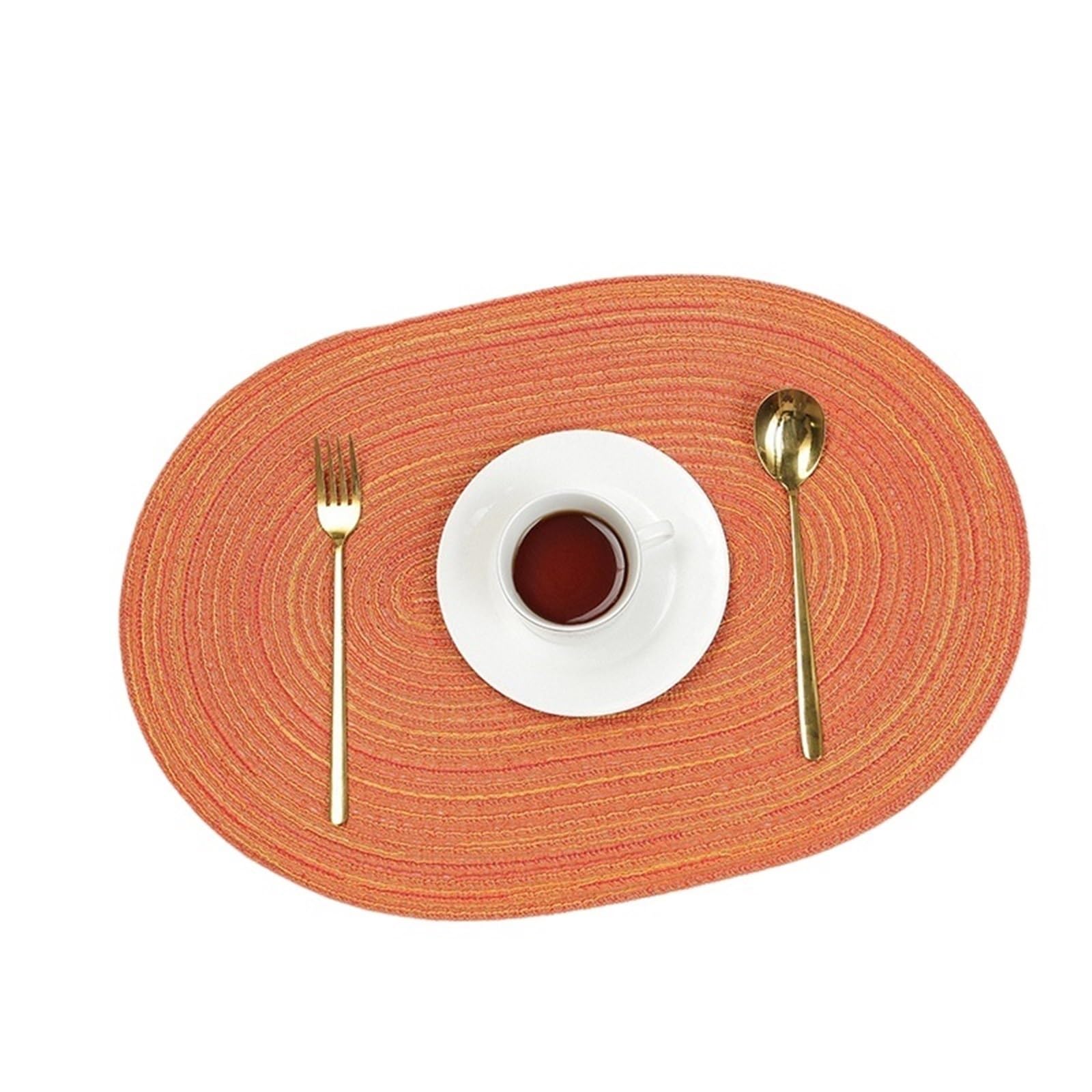 place mats for table 30x50cm Big Placemats Oval Braided Brown Table Place Mats for Round Dining Tables Mat for Kitchen Restaurant Dining Table(Orange,35x50cm 1pcs)