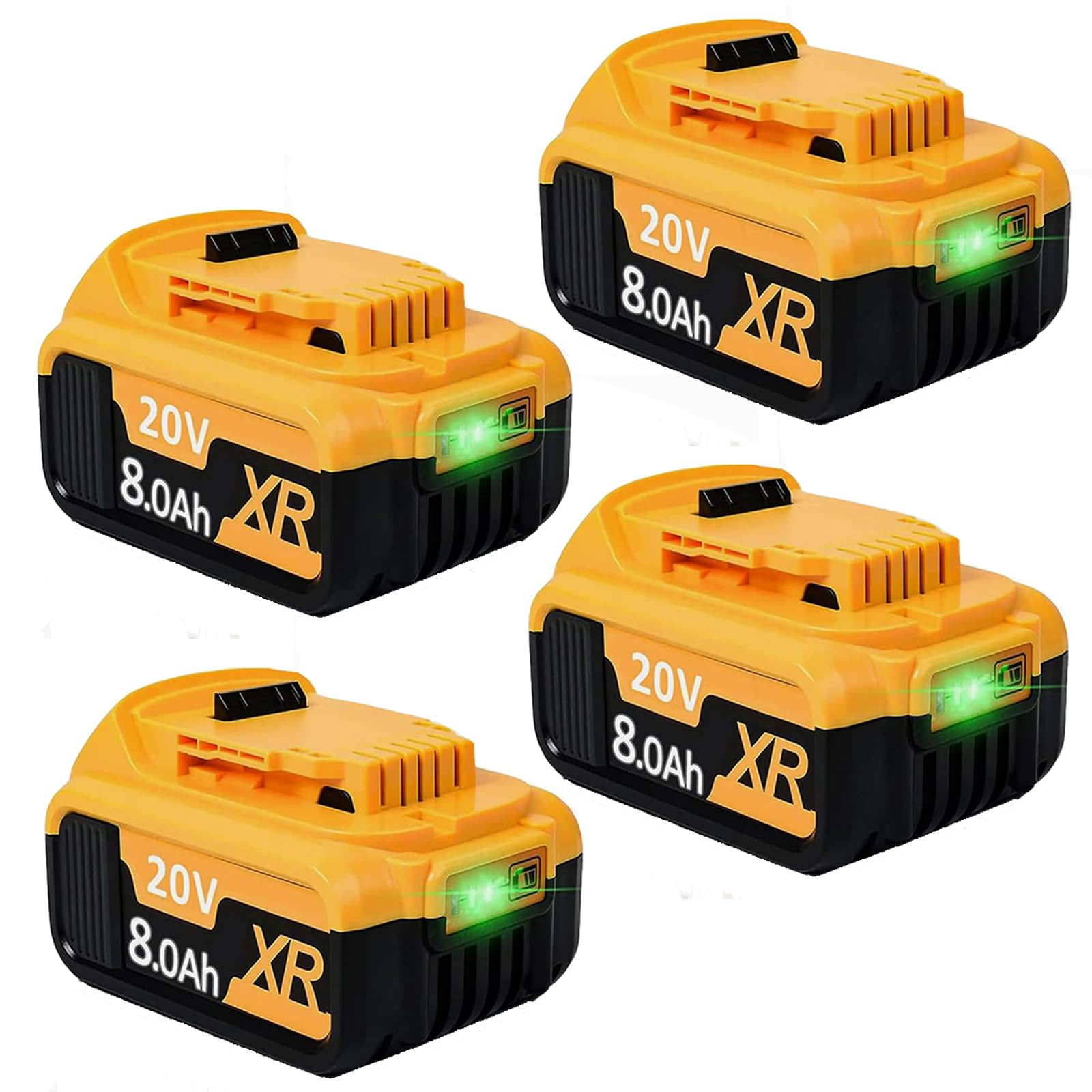 4X 8.0h Li-Ion replacement battery for Dewalt 18V battery DCB200 DCB184 DCB101 DCB107 DCB112 DCB105 DCB115 DCB203