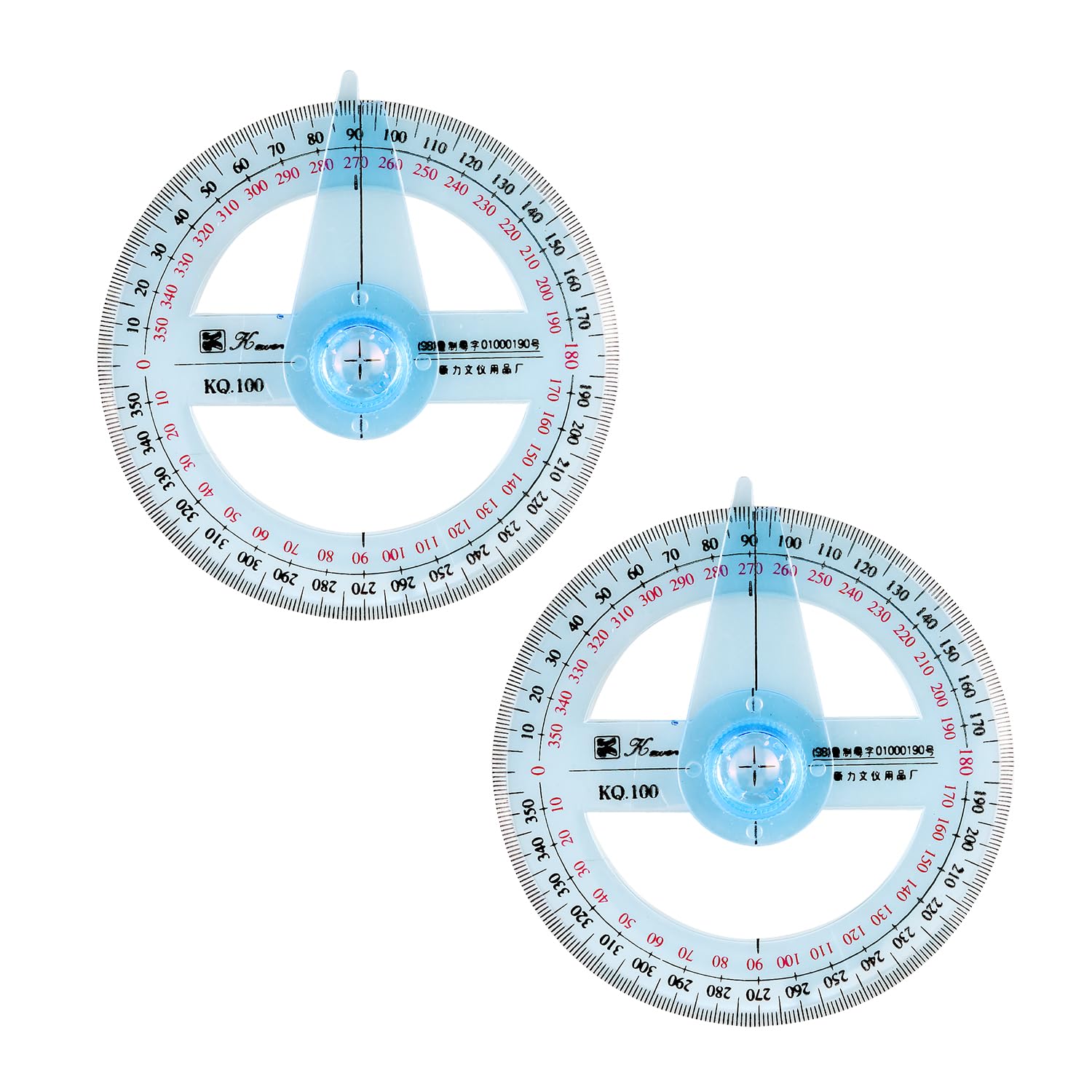 Bojueshaw 2pcs 360 Degree Protractor,Plastic Circle Protractor Angle Measure Ruler,12cm Transparent Measuring Tool for Students,Teachers,and Designers