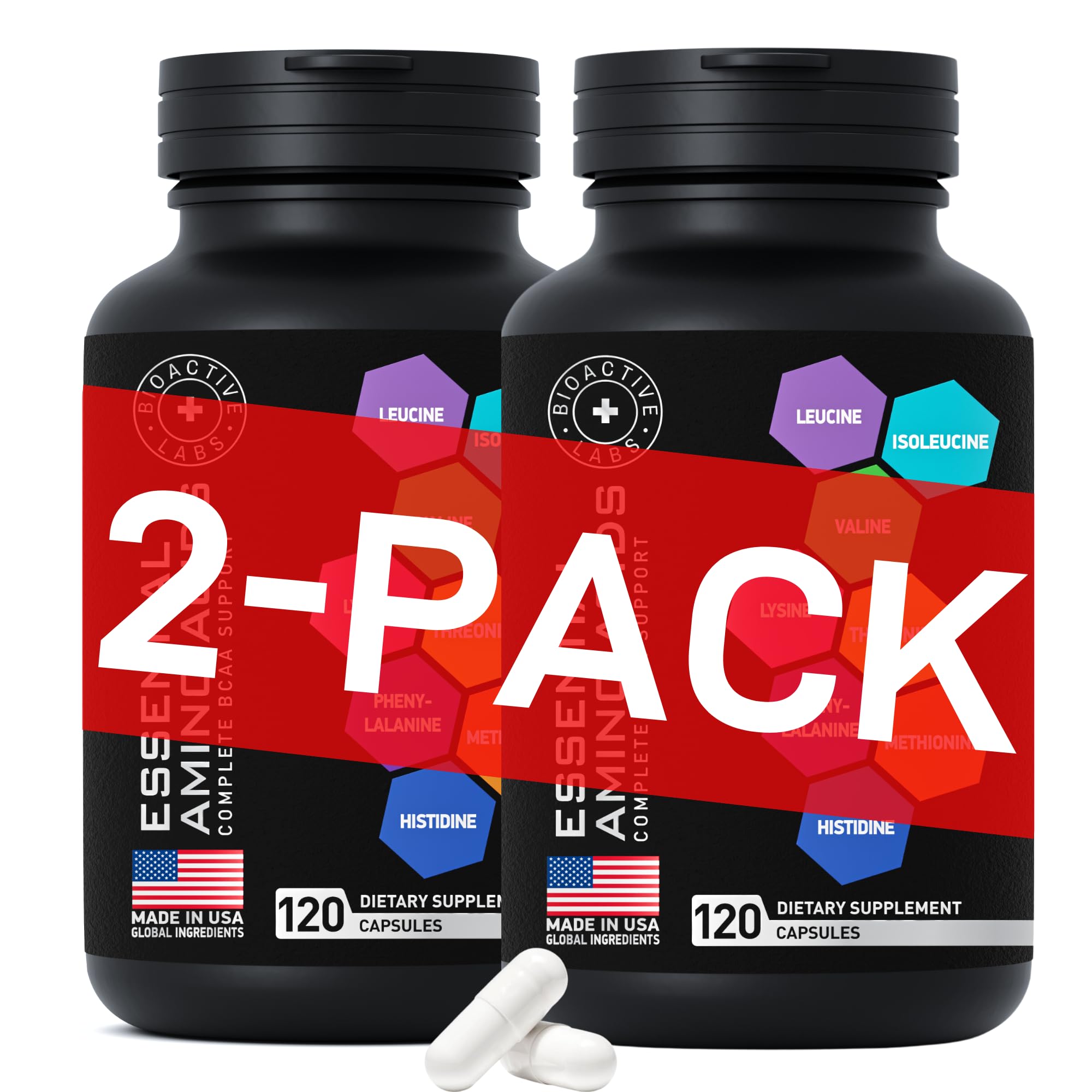Essential Amino Acids Complex for Men & Women - Advanced Workout Power & Recovery Formula - Vegan BCAA Amino Acid Supplement with All 9 Branch Chain Essential Aminos - 240 Keto Friendly EAA BCAA Pills