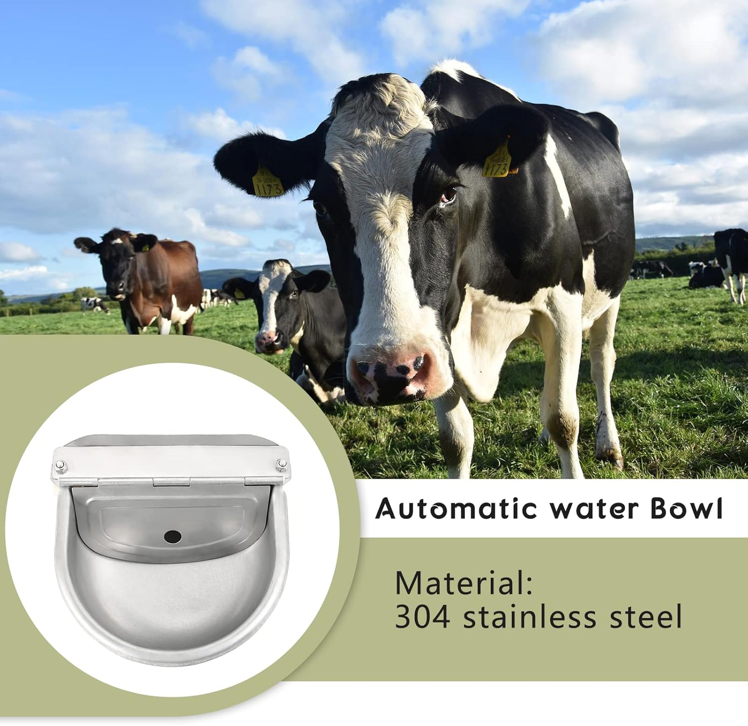 NATGAI Automatic 304 Stainless Steel Waterer Bowl, Automatic Cow Drinking Water Bowl with Float Valve Water Trough Farm Grade for Horse Cattle Goat Sheep Dog (Without Drainage Hole) thumbnail