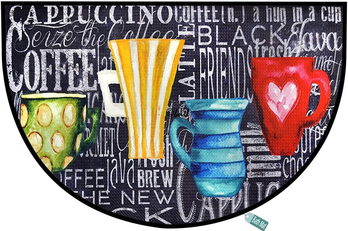 Wellqcdt Anti Fatigue Kitchen Half Round Mat - Kitchen Mat Cushioned Anti Fatigue, Kitchen Floor Mats Cushioned, Non Slip Waterproof Mat Standing Desk