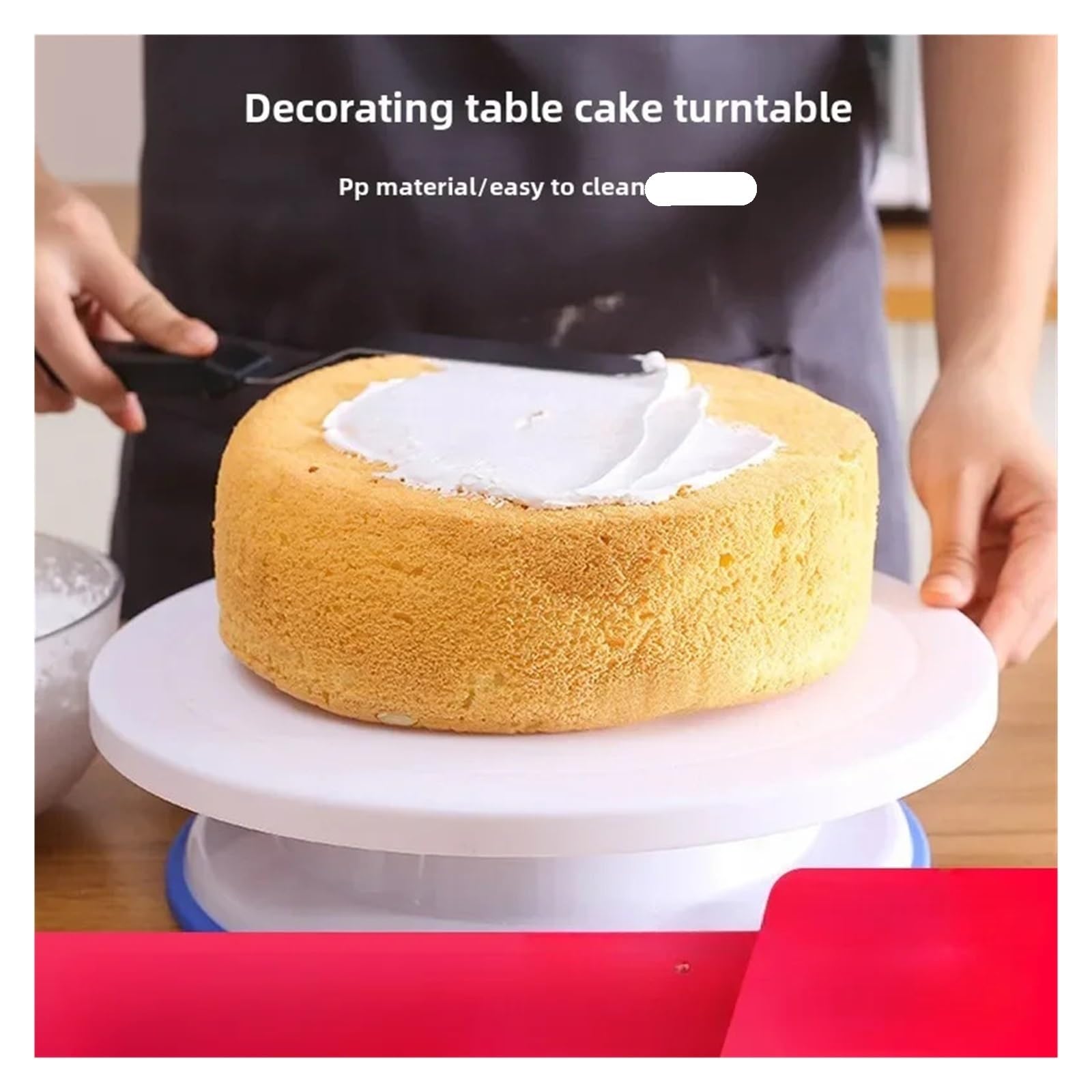 Plateau tournant en Plastique antidérapant for gâteau d'anniversaire pour La Cuisson,La Décoration De Gâteaux(White)
