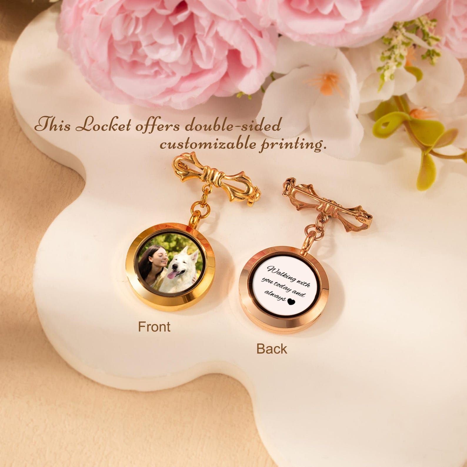 Brosche mit Foto, Blumenstraußmotiv, Zeremonie-Stil