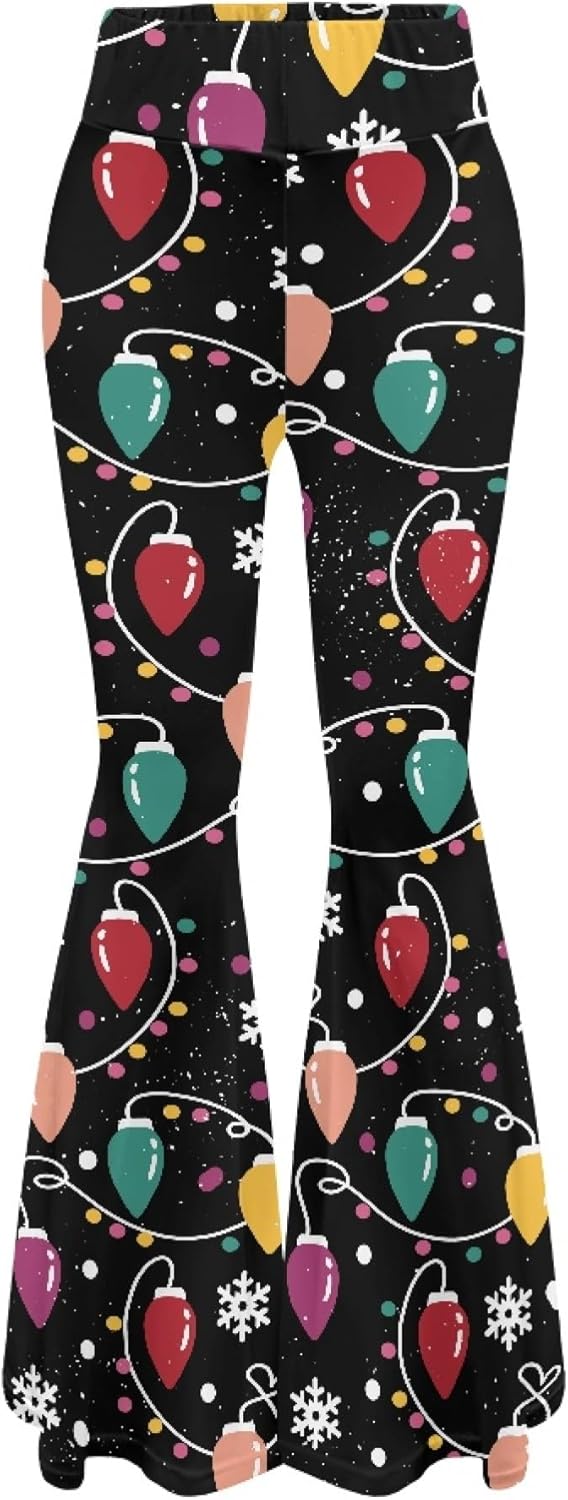 Amzbeauty Flared Yoga Pants for Women Fashion Print Stretchy High Waist Casual Wide Leg Bell Bottom