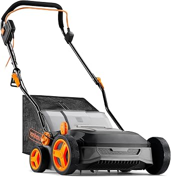 VonHaus Lawn Scarifier/Aerator/Rake Electric 1600W   for Dethatching/Raking Grass of Thatch, Moss, Dead Leaves and Aerates Soil   45L Collection Box, 10m Cable, 6 Cutting Heights, 37cm Working Width