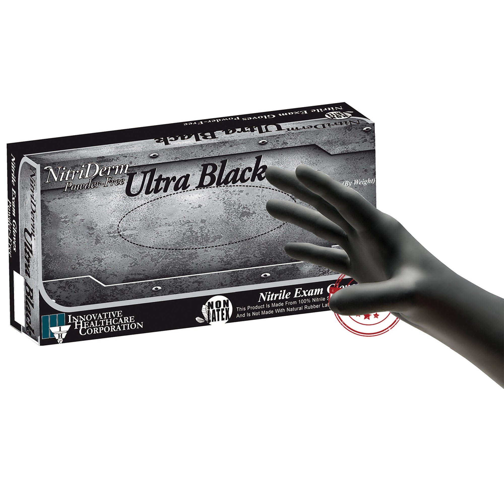 NitriDerm Ultra Black Disposable Nitrile Exam Glove Standard Cuff Length MEDIUM 187200 100 per Box