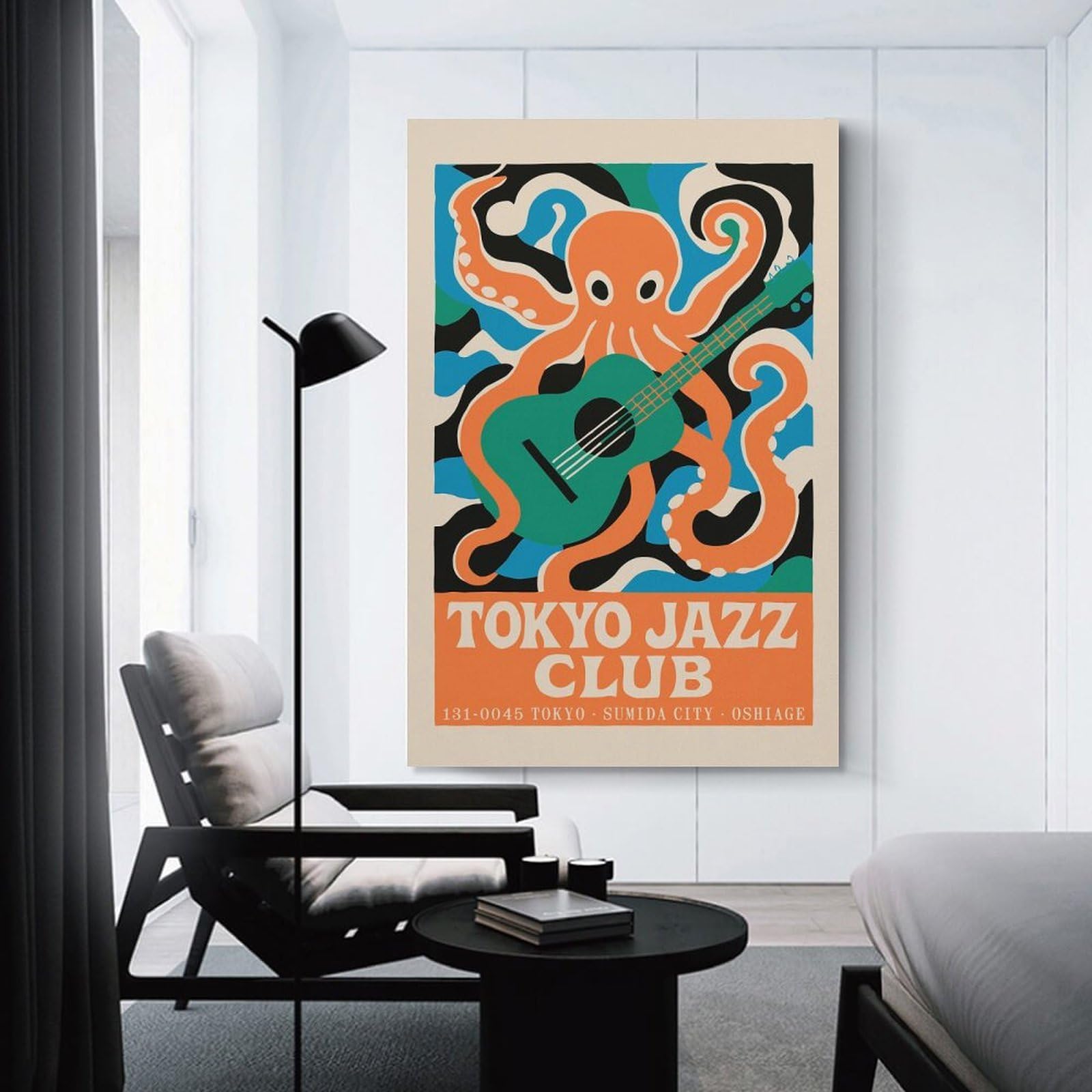 Junmoney Tokyo Jazz Club Octopus Guitar Decorative Wall Artwork, 20x30inch(50x75cm), for Corridors, Hallways Or Apartment Entries, Home Artwork for First Impressions