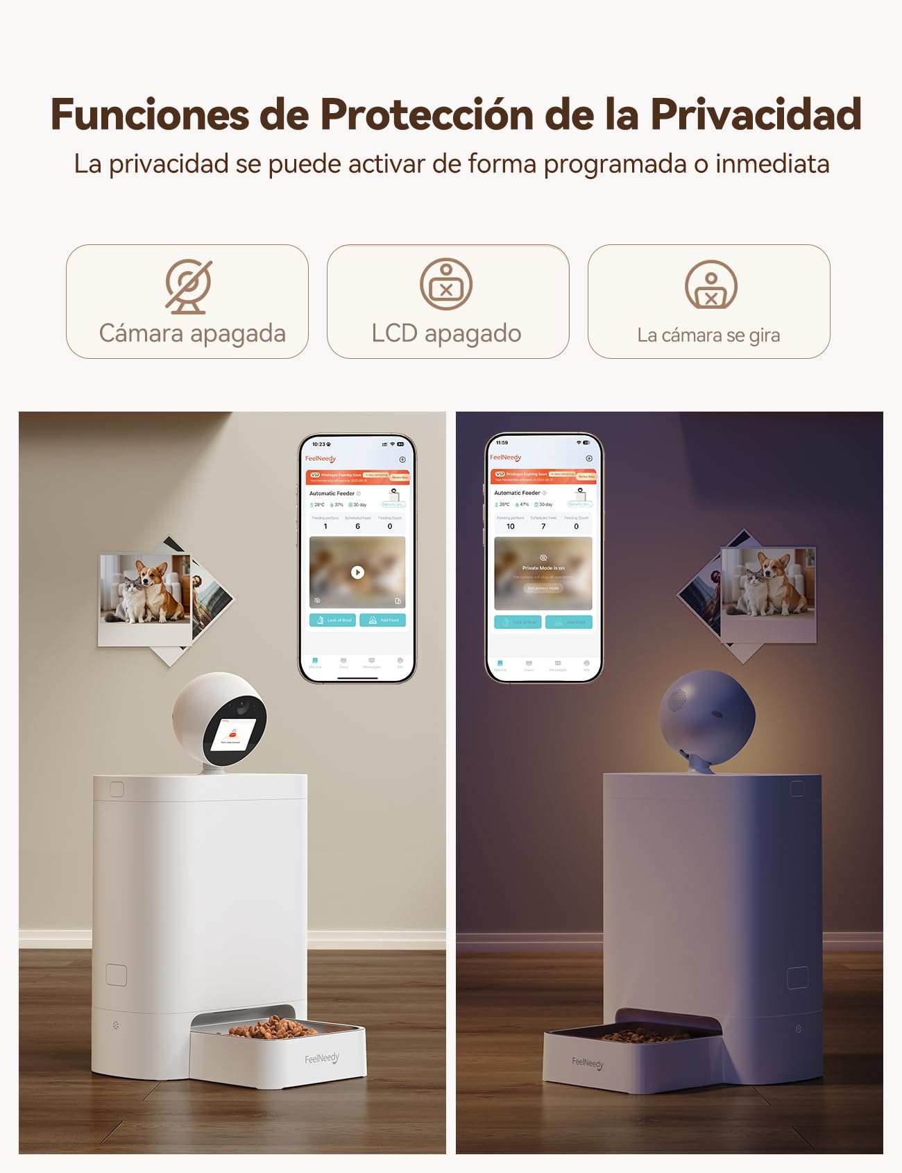 FEELNEEDY 5.5L Comedero Gato Automatico con Cámara 360°, Video 3MP HD con Visión Nocturna y Audio Bidireccional, 2.4G/5G Dispensador Comida Gatos/Perros, Pantalla IPS & App Control, Grabación de Video