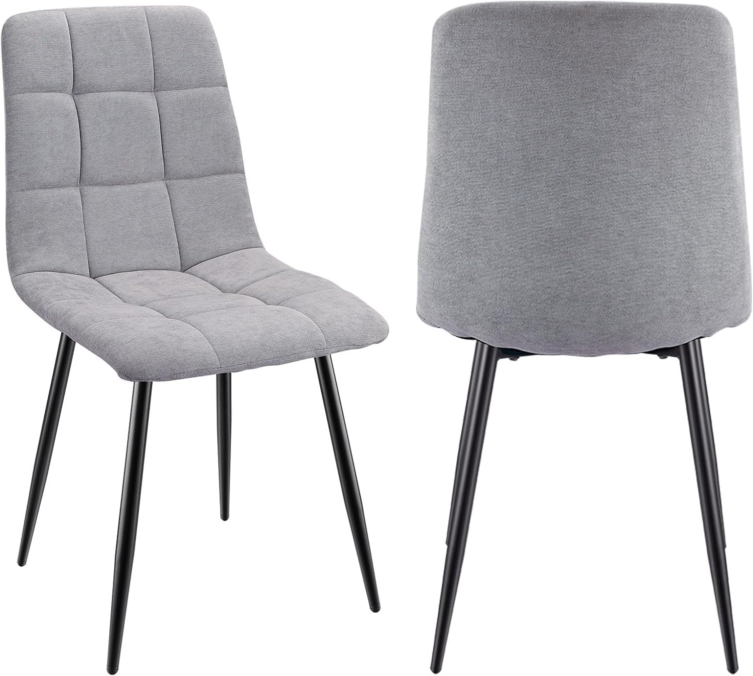 JIJIAN 4er Set Esszimmerstühle, Gepolsterte Küchenstühle mit Samtbezug und Schwarzen Metallbeinen, Schachbrettmuster, Stühle für Esszimmer Wohnzimmer Küche, Braun