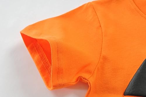 Miniatura 6 de Camiseta de manga corta para niños pequeños y niñas, con cara de calabaza que brilla en la oscuridad, esqueleto y camión, camiseta de manga corta