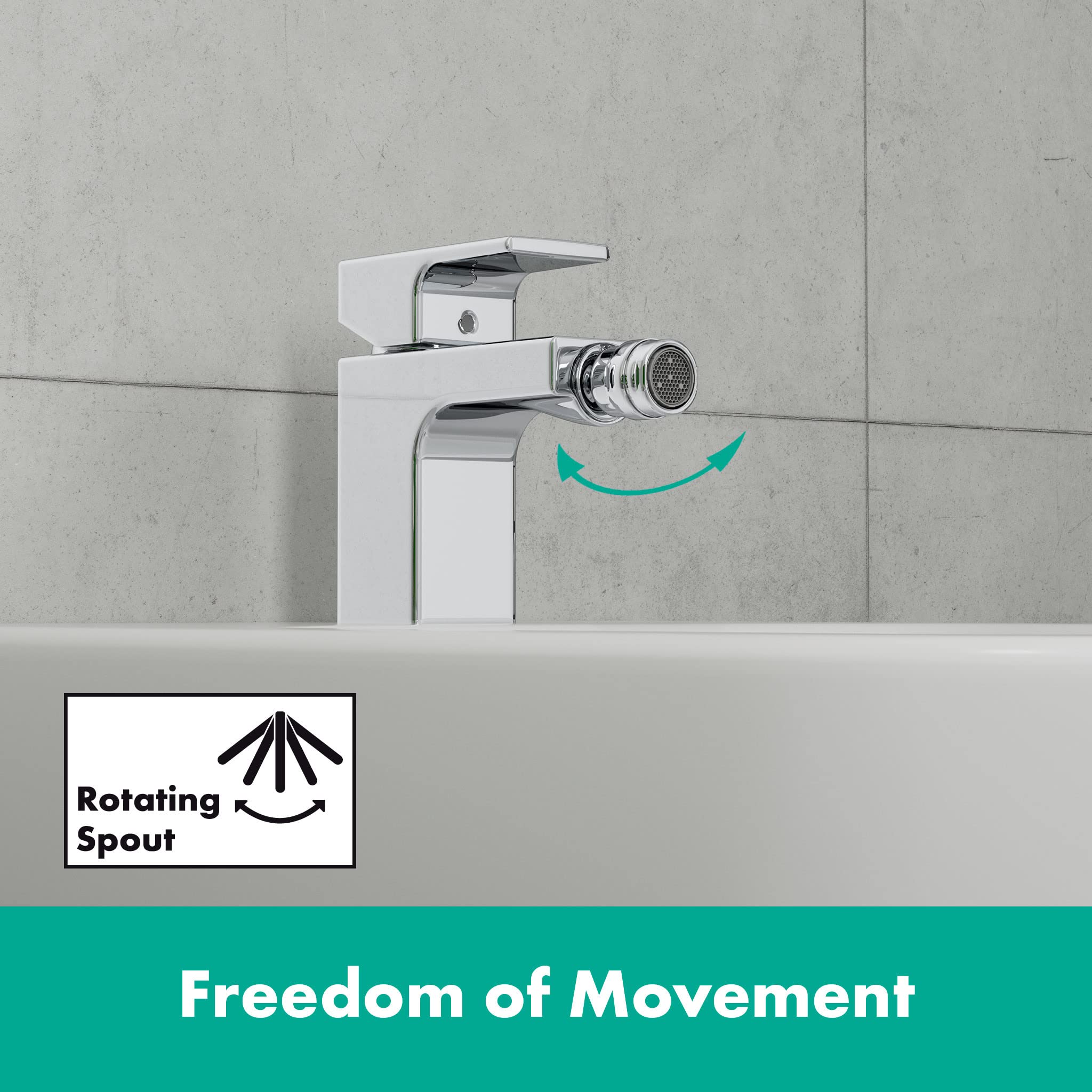 Hansgrohe Vernis Shape Jednouchwytowa bateria bidetowa z kompletem odpływowym, chrom, 71211000