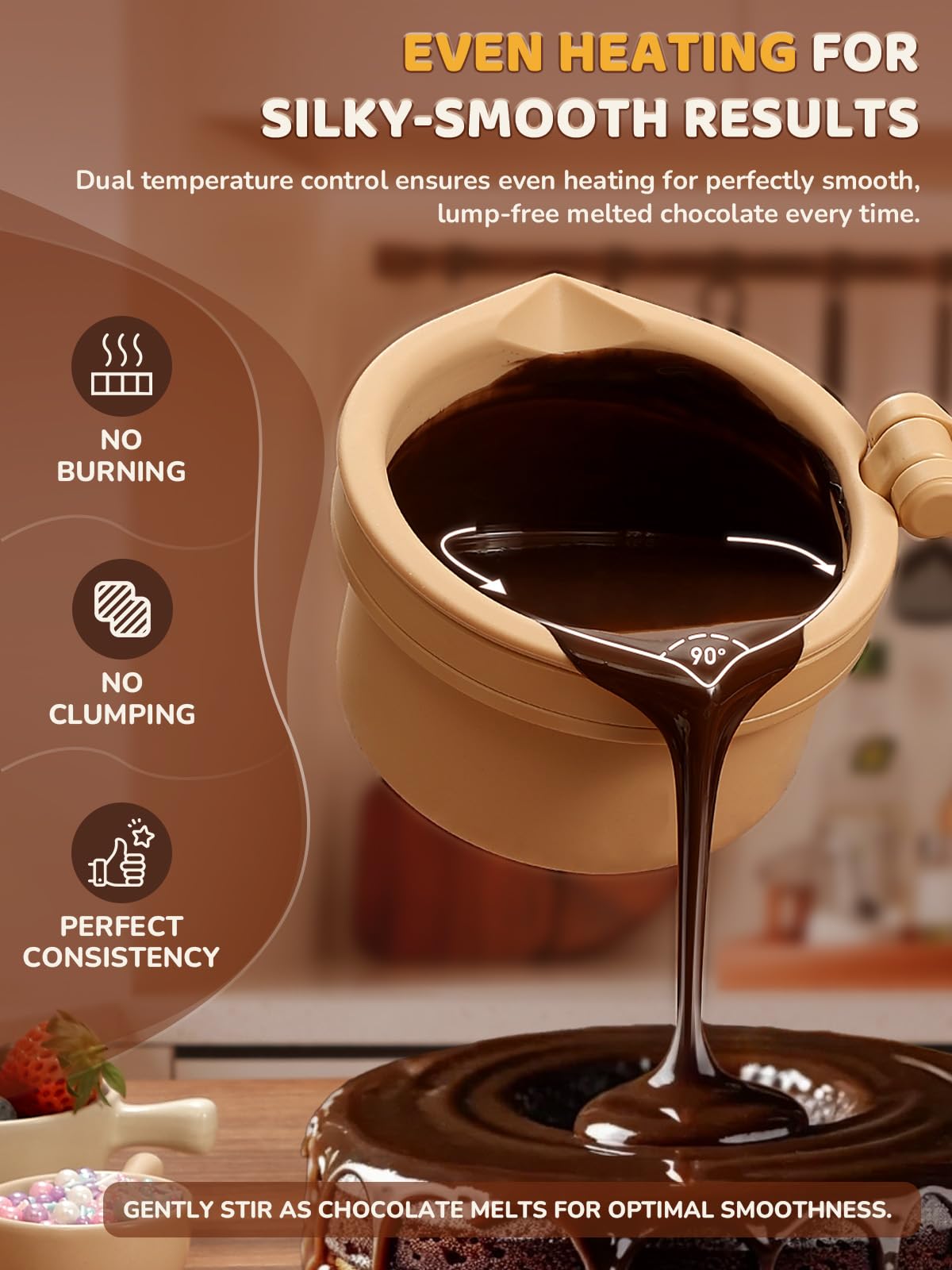 LUSHYUM Olla para derretir chocolate con 2 macetas de inserción, máquina calentadora de capacidad de 4 tazas, herramienta de inmersión ideal, suministros de cocina, regalo para hacer pasteles, fresas,
