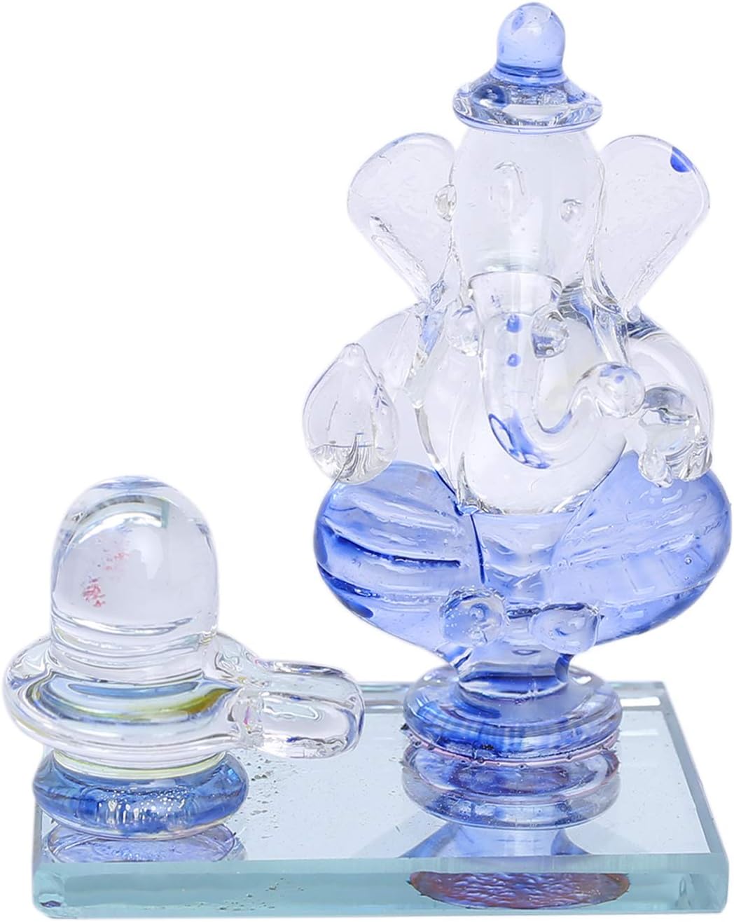 Jagriti Enterprise Crystal Ganesh with Shivling Design Idol Perfect for Pooja Mandir,Car Dashboard,Small Gifts Divine,Handcrafted Decorative, Ideal for Corporate Gifting.