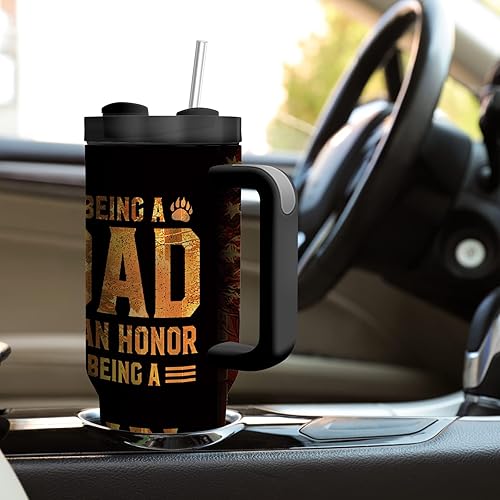 Miniatura 6 de Equoza Taza de viaje de acero inoxidable de 40 onzas con asa, taza aislada al vacío de doble pared con tapa y popote