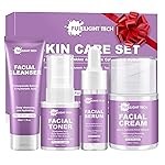 Skin Care Set,Anti-aging Beauty Gift Sets for Women Teens Girls,4 Pcs Gentle Facial Skin Care Kit with Cleanser, Toner,Serum, Face Cream Travel Skincare Kit,TSA-friendly Face Care Stocking Stuffers