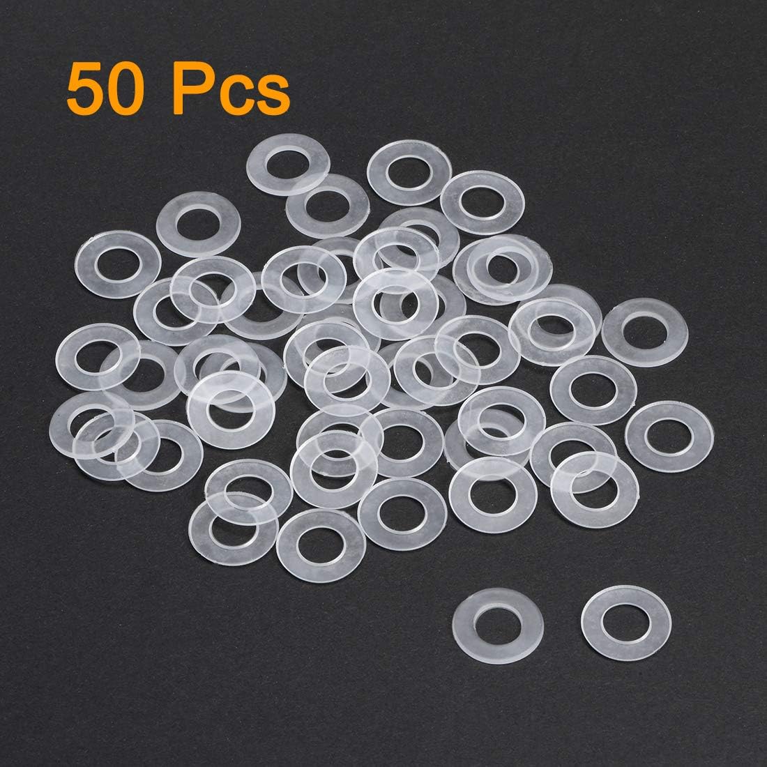 Crеаtіvе Prоduсt uxcell Nylon Flat Washers M8 16mm OD 8mm ID 0.9mm Thickness Sealing Gasket for Faucet Pipe Water Hose, Clear, Pack of 50