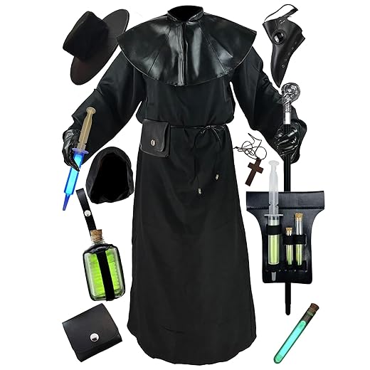 Absolute Vibe Plague Doctor Costume Cloak Robe Halloween Props Medieval Monk Priest Renaissance Cosplay