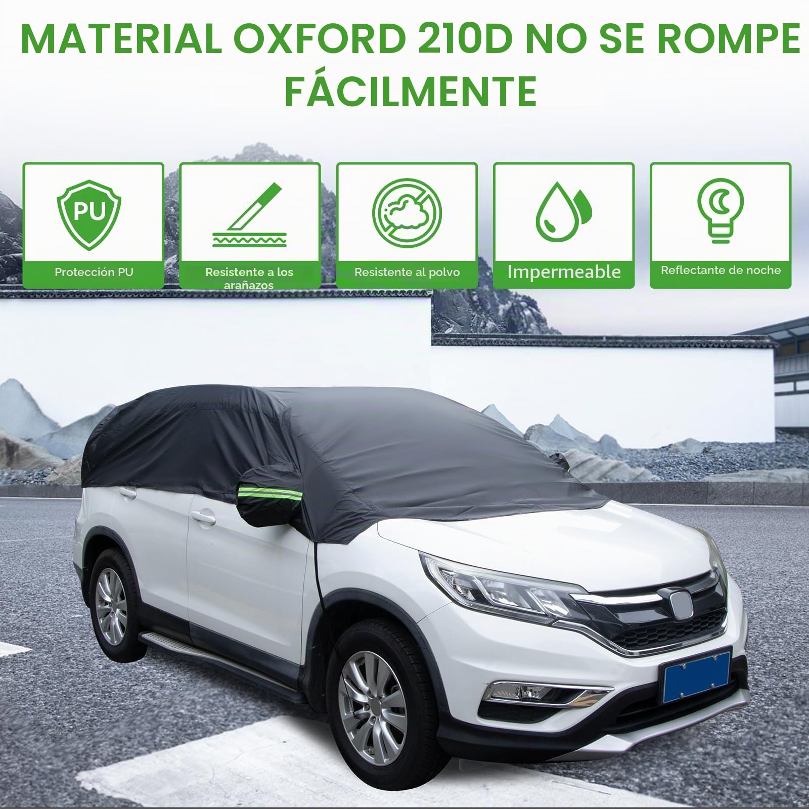 Funda para Coche Exterior Ninonly 210D Fundas para Coche Impermeable Cubre Coches Exterior Tira Reflectante Garaje Exterior para Coche Anti-UV Resistente al Polvo Negro(SUV Up to 4.5-5.5M)