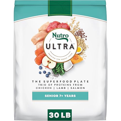 Nutro Ultra Senior Dry Dog Food, Senior Dog Food Dry Recipe with a Trio of Proteins from Chicken, Lamb and Salmon, 30 lb. Bag