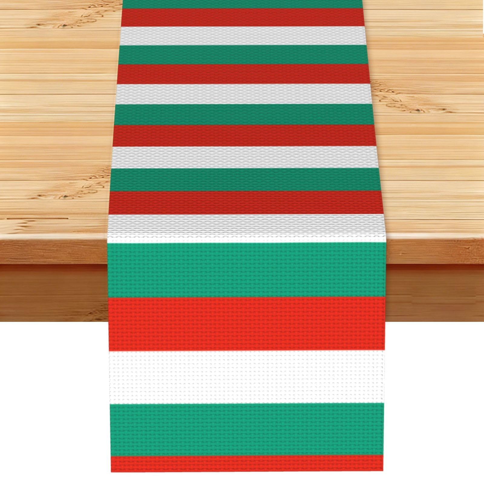 Bulgarian Flag Linen Look Table Runner 13x72-Wrinkle Resistant Farmhouse Style for Dining Table Decor