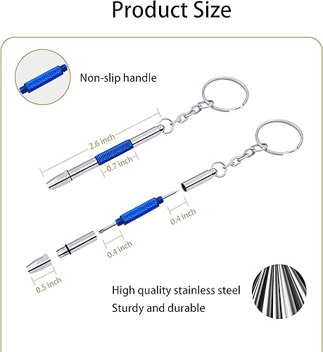 Miniatura 6 de 4 piezas de mini destornillador para anteojos, kit de destornillador de precisión 4 en 1, juego de reparación de gafas, reloj de sol con llavero,