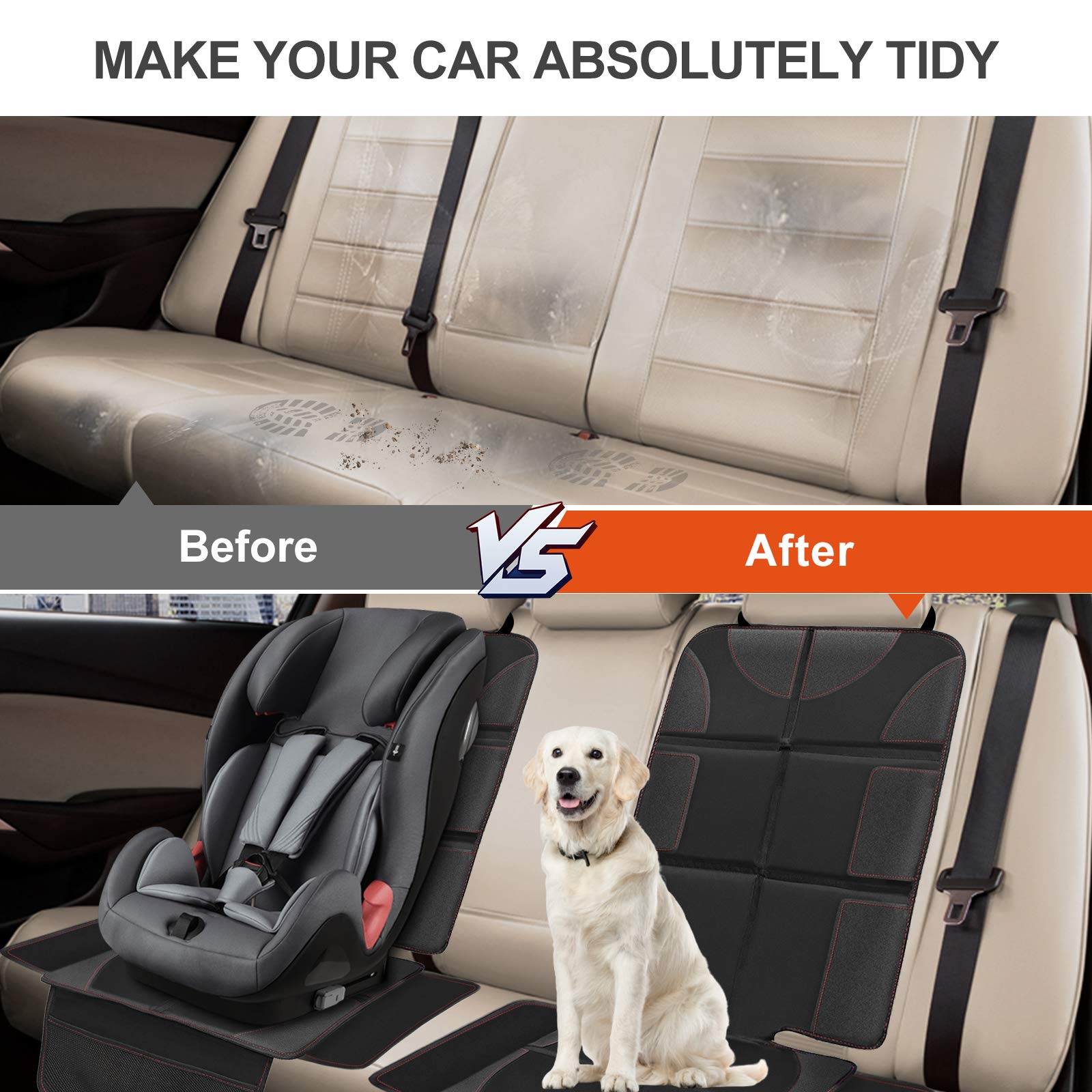 Anykuu Protector de Asiento de Coche Protector de Cojín de Asiento de Niño Impermeable Antiincrustante Antiarañazos y Antideslizante Funda de Asiento de Coche con Bolsa de Almacenamiento