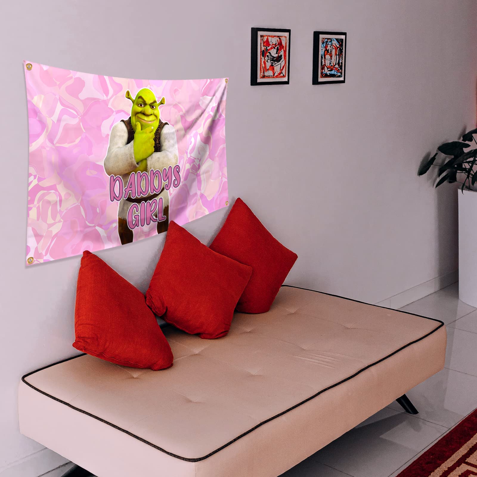 Tapis Muraux Décoratif Humoristique "Happiness" - 90x150cm, 4 Œillets En Laiton - Pour Chambre, Dortoir, Fête