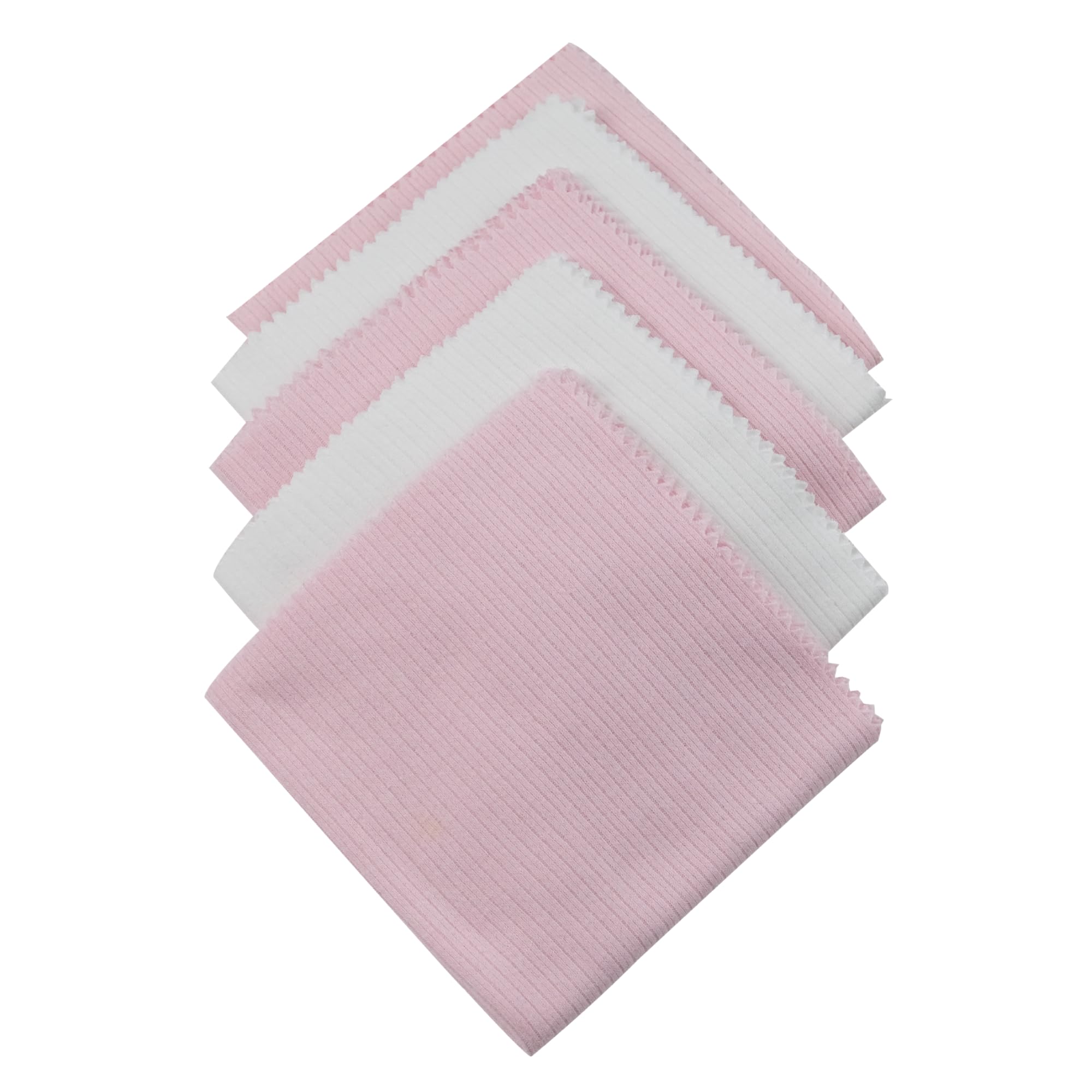 BEBELOP 10 Pack Cotton Washcloths Set, White, 28x28 cm Pink-White