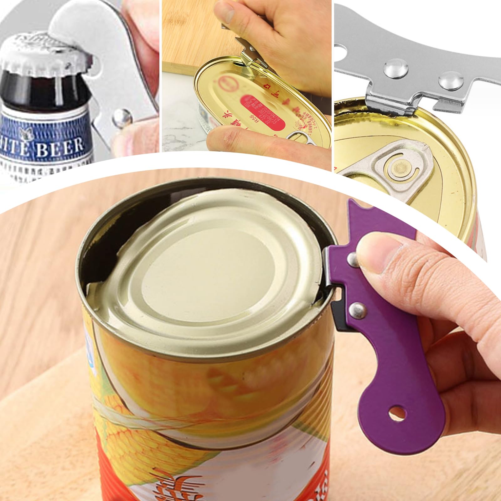 Ouvre-Boîte Professionnel 5 Pièces en Acier Inoxydable, Ouvre-Couvercle et Ouvre-Verre pour Cuisine