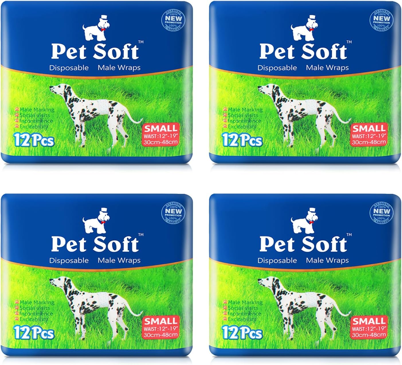 Disposable Male Dog Wraps - Dog Diapers for Male Dogs, Puppy Diapers 48pcs Small