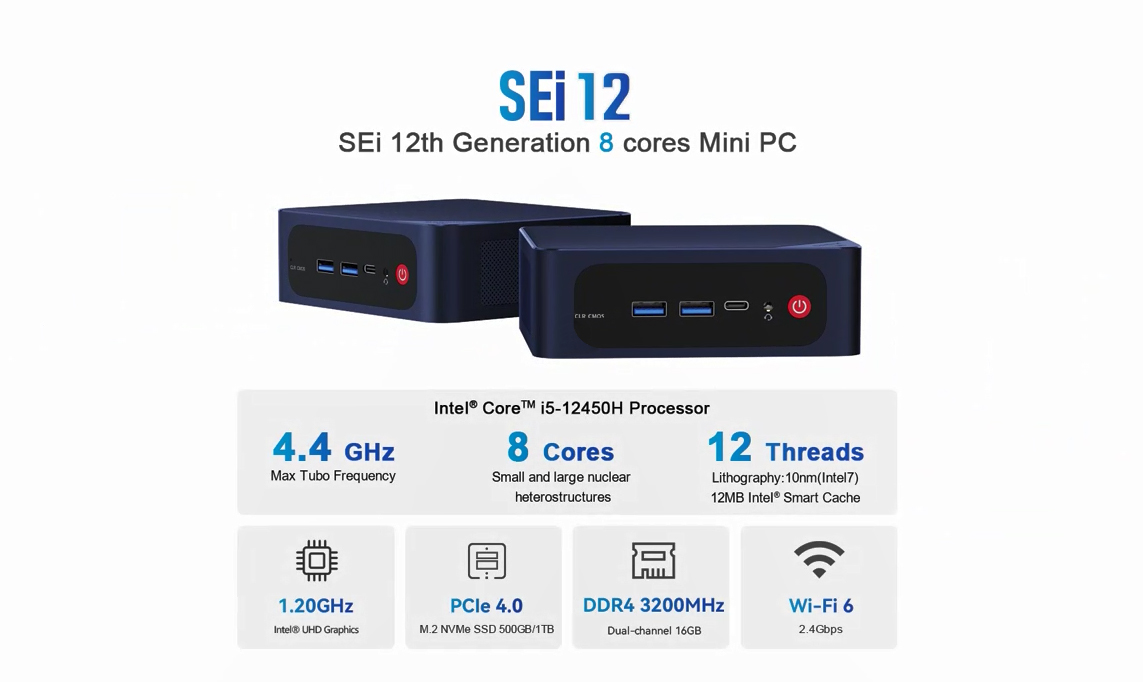 Beelink ミニPC SEI12 Beelink SEi 12 Intel 12th i5 1235U Mini PC DDR4 16G/32G 500G