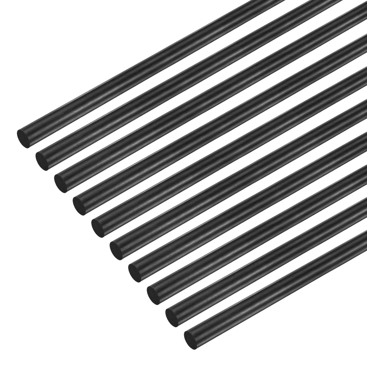 MMETERXITY 10-Pack 300mm x 4mm Carbon Fiber Rods - Lightweight Solid Matte Poles for RC Planes, Drones, DIY Crafts & Models