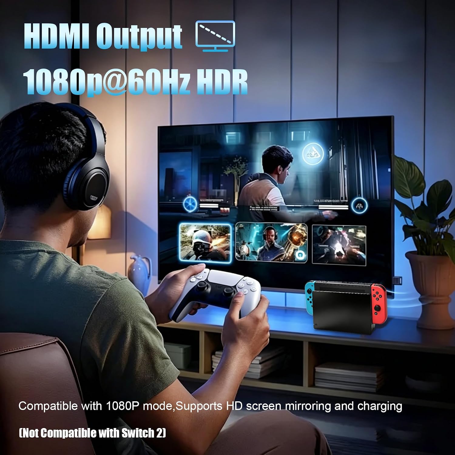 TV Dock Station for Nintendo Switch/Switch OLED, Portable 3-in-1 TV Dock Station Replacement Kit, Includes Original IC Module, AC Charger & High-Speed HDMI Cable for 1080P HD Output & Console Charging