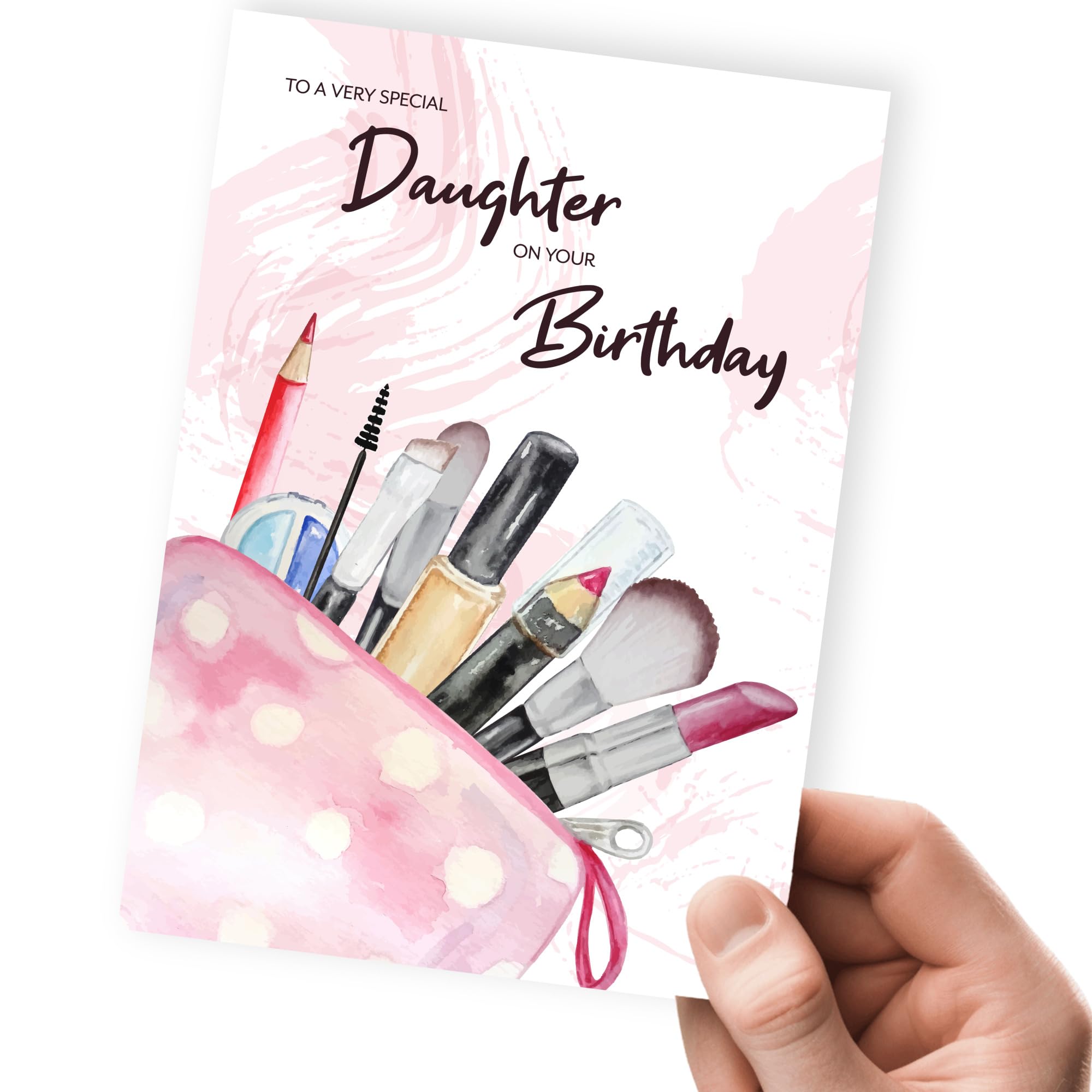 Personalisiertbare Geburtstagskarte Für Nichten – Aquarell-Make-up-Design, Für Teenager & Erwachsene, Ohne Altersangabe