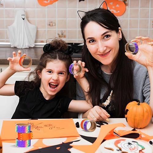 Miniatura 4 de 6 rollos de cintas de Halloween, cinta hueca de calabaza holográfica, calcomanías decorativas para álbumes de recortes, envoltura de regalos,