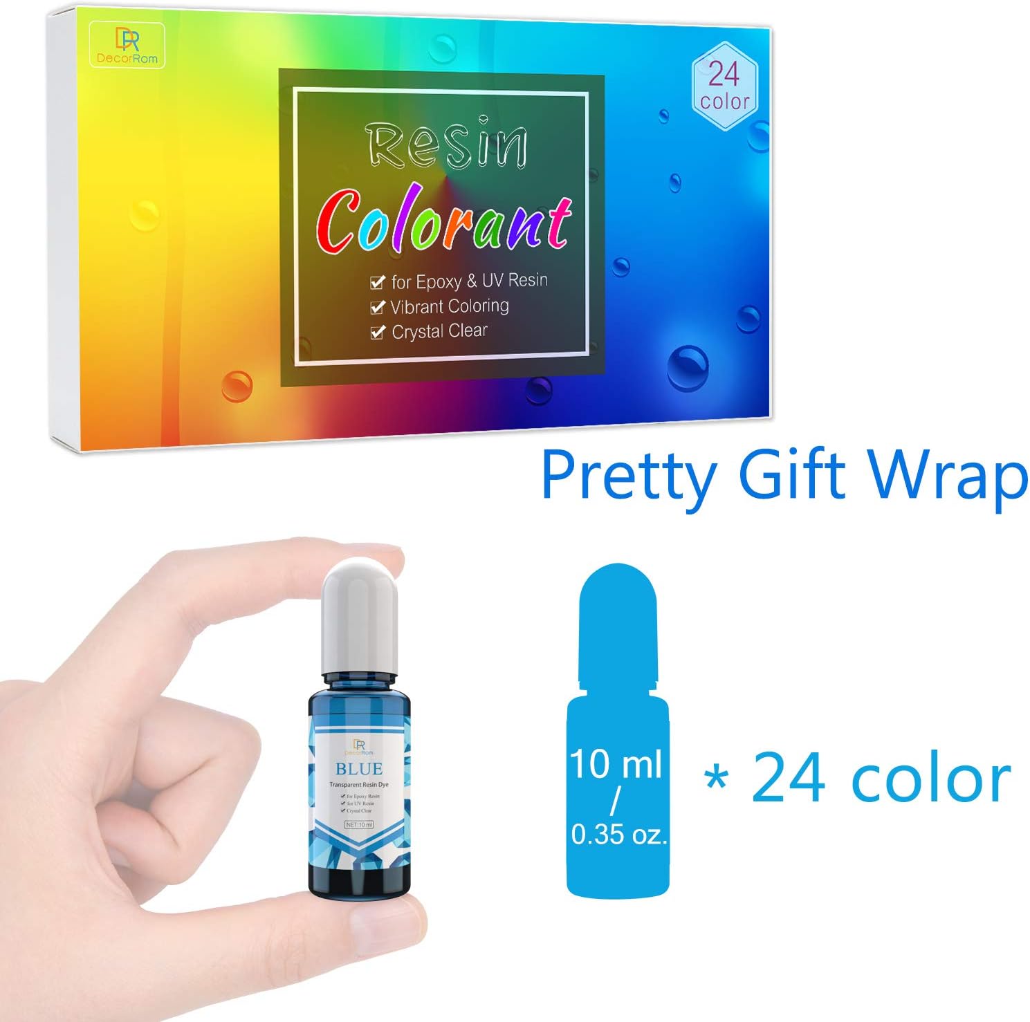 24 Color Epoxy Pigment - Crystal Transparent Dye for DIY Resin Art, Jewelry Making - Concentrated UV Resin Colorant for Paint, Tumbler, Craft - 0.35 oz/10ml Each - Image 6