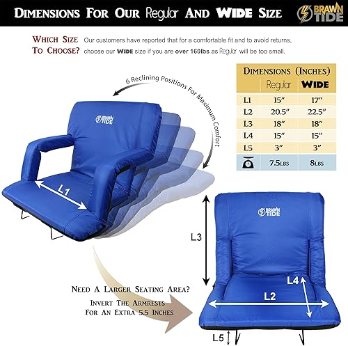 Miniatura 10 de BRAWNTIDE Asiento de estadio con soporte trasero, paquete de 2, cojines cómodos, relleno grueso, 2 ganchos de acero para gradas, eventos deportivos,