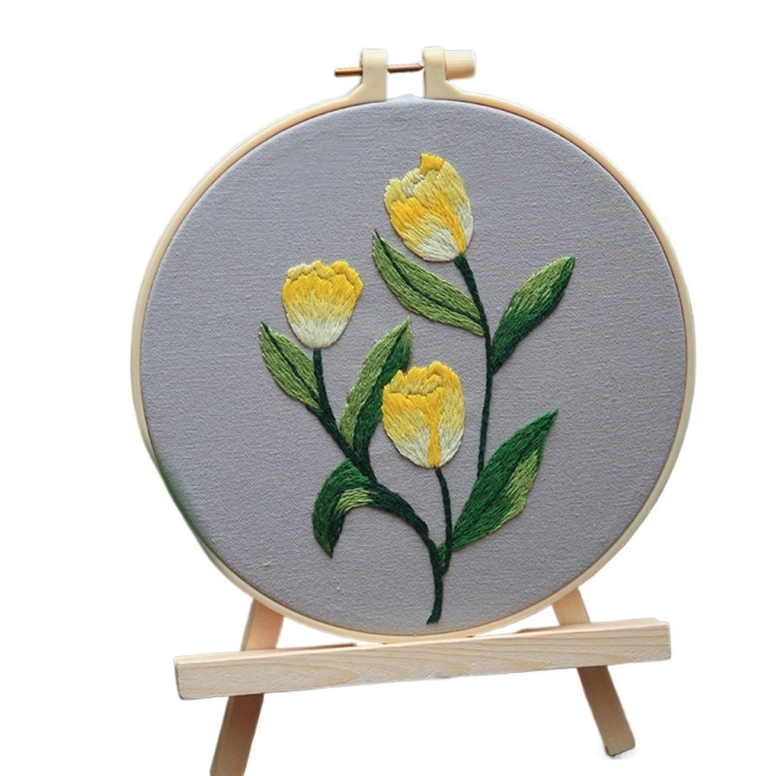 LKLNKVL embroidery, Embroidery Kit， Flower Stamped Kit(Color 08,Without hoop)