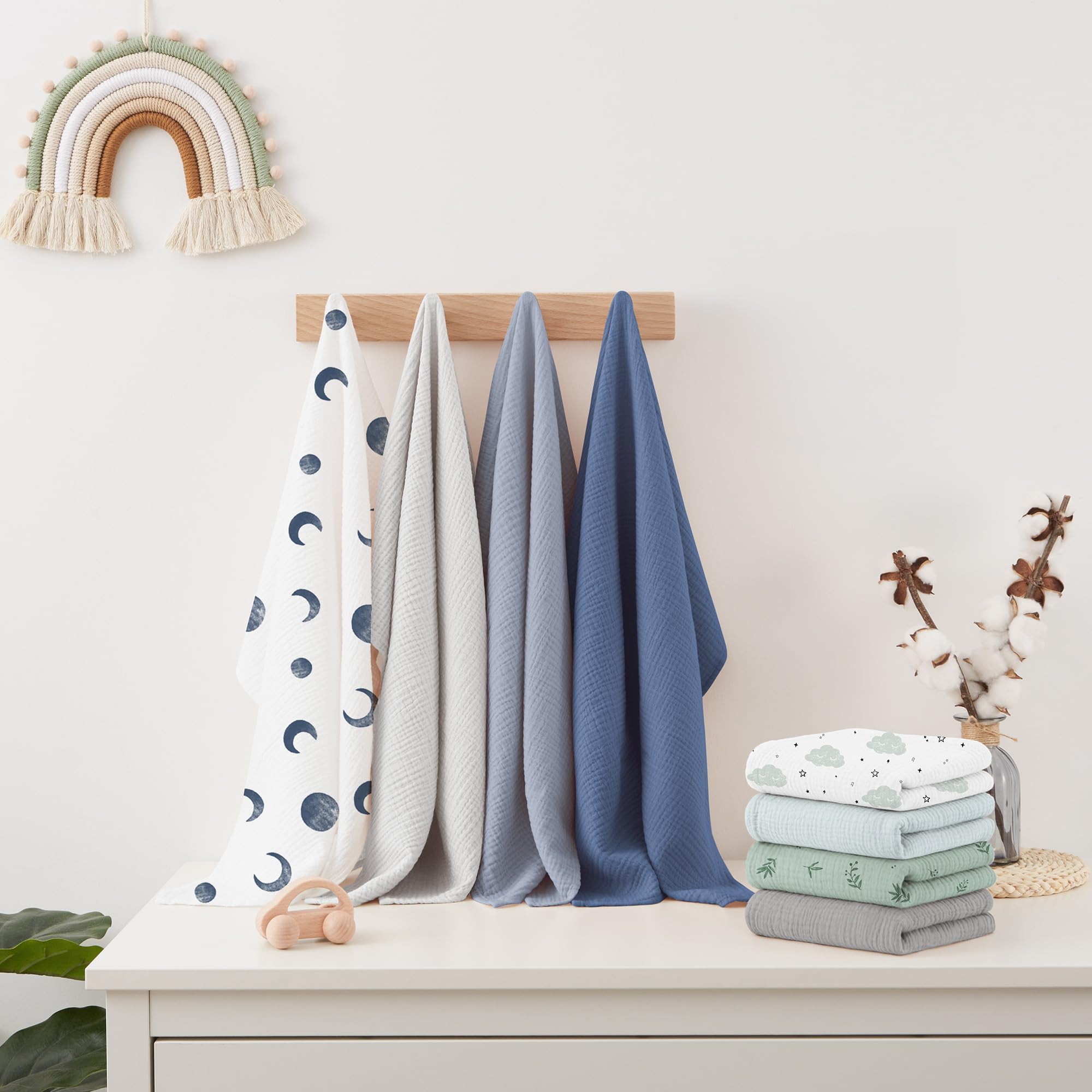Susurration Salviette in Garza per Bambini Super Morbido Assorbente in Mussola a Grana Per Neonati, Unisex, per Bambine E Ragazzi 8 Pezzi, Set 60x60CM (Marrone)