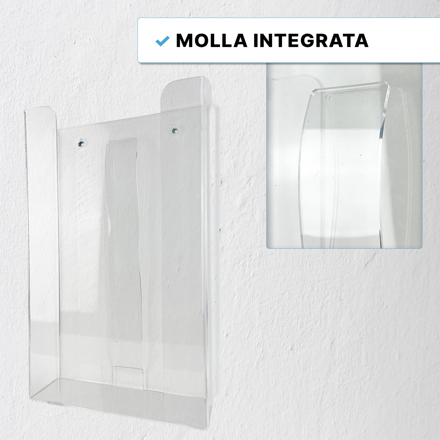 ARNOMED Porta guanti in lattice 3 dispenser parete per 3 scatole acrilico trasparente 24,6x8,1x41 cm