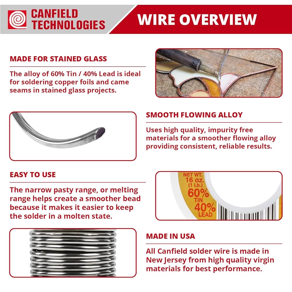 SRA　60×40×40 Canfield 60/40 solder for stained glass 4 Lb. Pack - Amazon.com