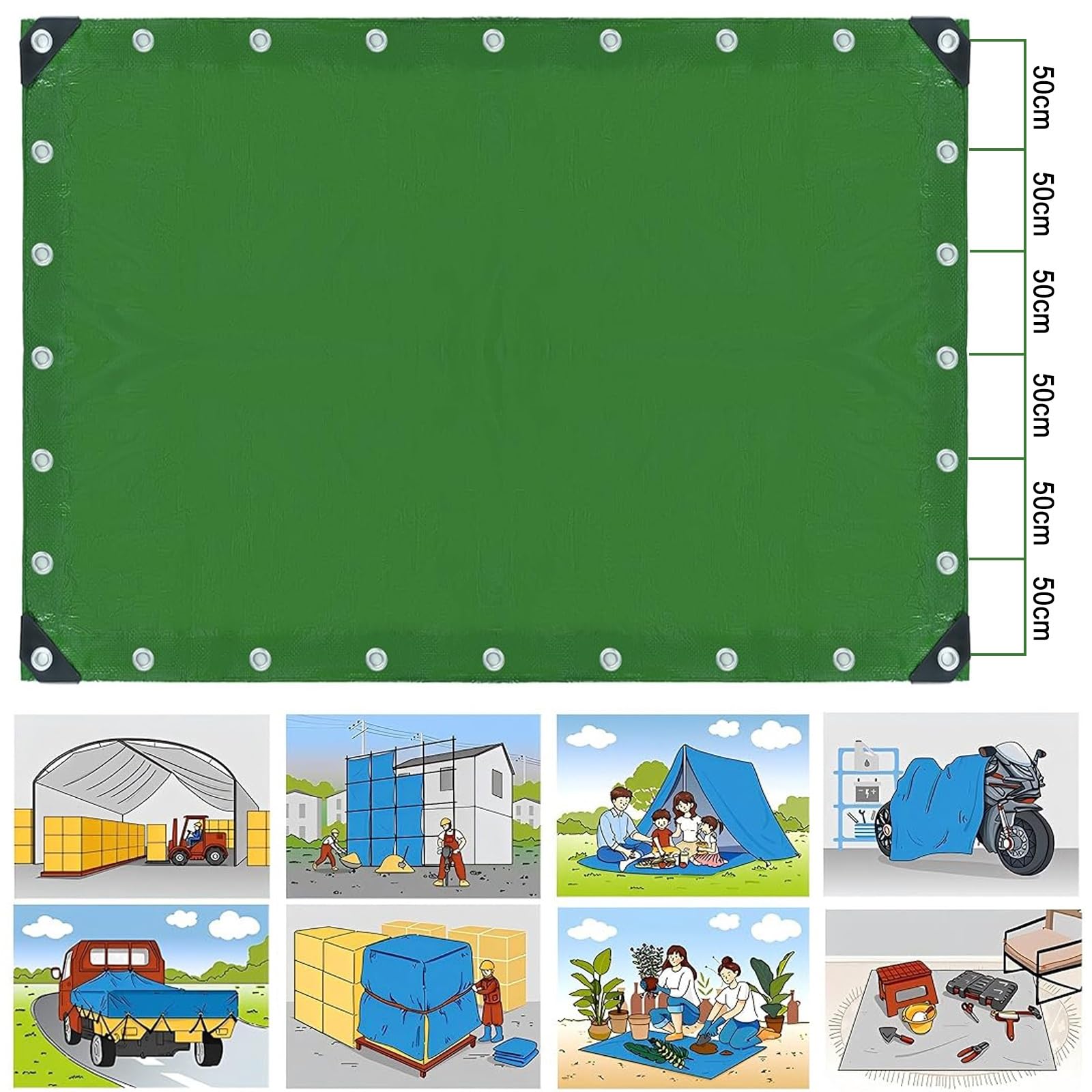 Plandeka Wodoodporna Plandeka 1.6 x 1.6 m 140G M² Odporna Na Promieniowanie Uv, Rozdarcie, Pleśń Najwyższej Jakości Do Ogrodu, Kempingu, Wielofunkcyjny, Czarny
