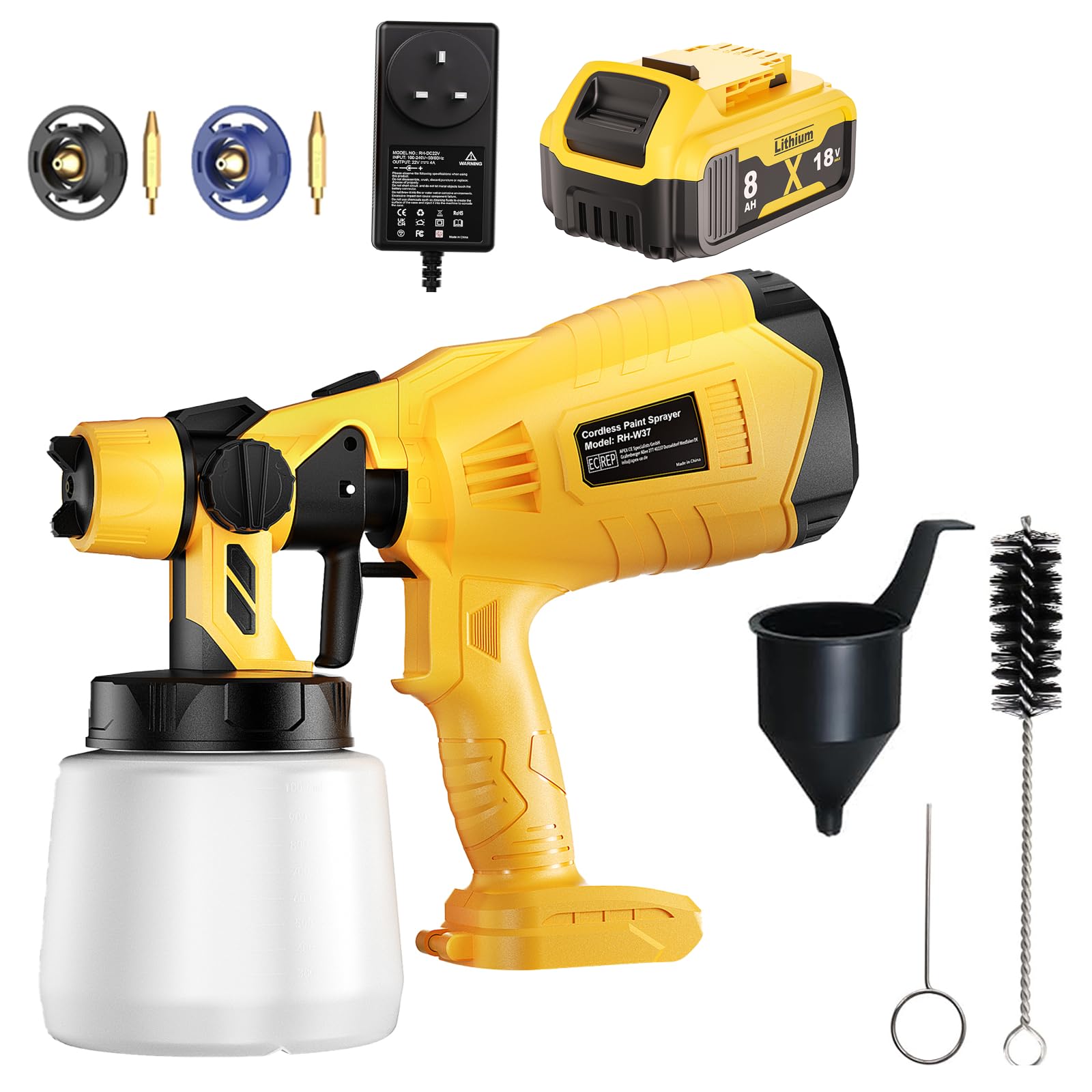 Handheld Paint Sprayer for Ryobi 18V Battery (only tool), Cordless Paint Sprayer for Fencing and Decking, HVLP Paint Sprayers for Home Interior and Exterior, House Painting