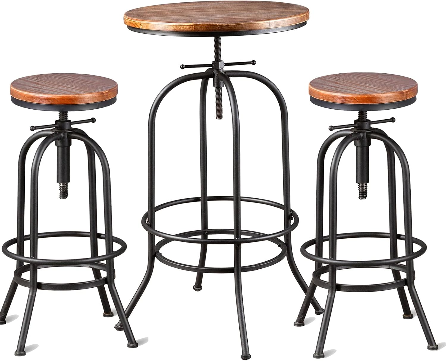 BOKKOLIK Vintage Bar Set Rustic Bar Table(37.445.3inch