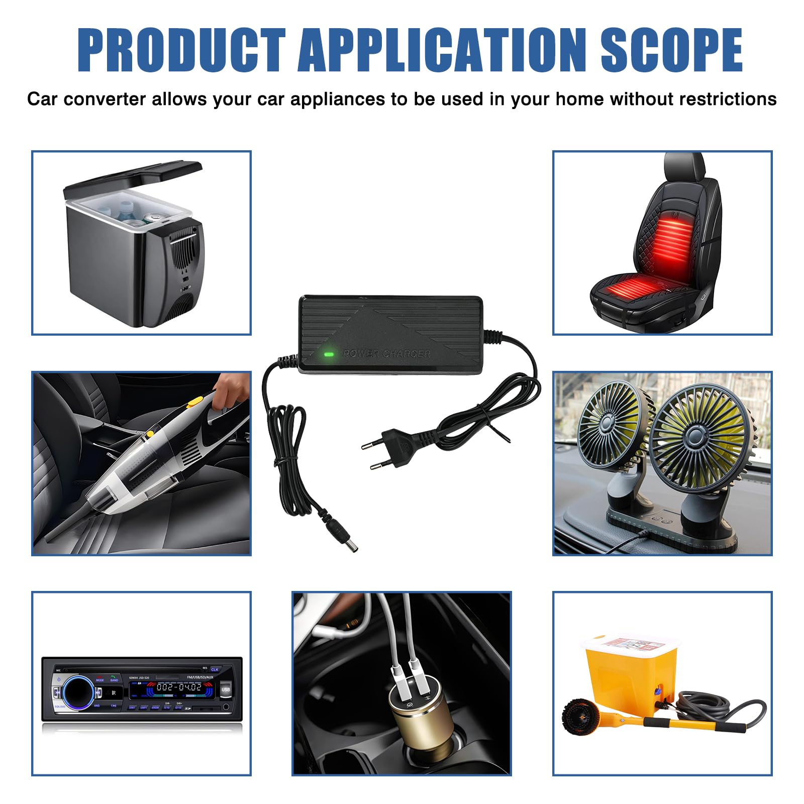 15A 180W AC à DC Adaptateur Converter 230V vers 12V, Transformateur Adaptateur d’Alimentation, Prise Allume-Cigare Secteur pour Voiture, Réfrigérateur, Aspirateur, Gonfleur de Pneu, Glacière Auto