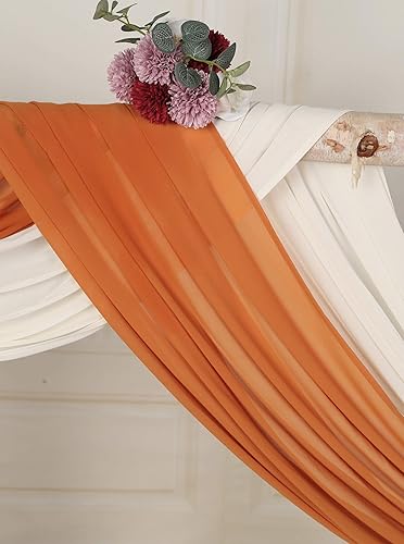 Miniatura 6 de SHERWAY 2 paneles de cortinas de tela de gasa para arco de boda, paneles de cortina de telón de fondo de fiesta, decoración de ceremonia y recepción