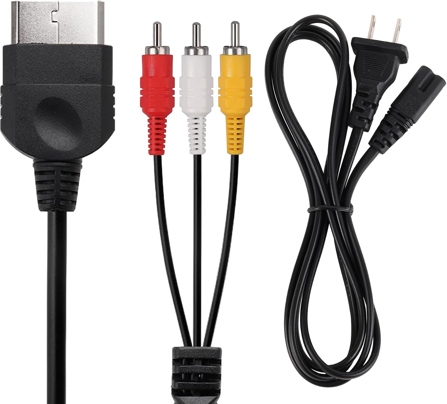 Power Cord and AV Cable for Xbox, 2 Prong Power Supply & Audio Video RCA AV Cable Replacement Set Compatible with Xbox Consoles(1st Generation)