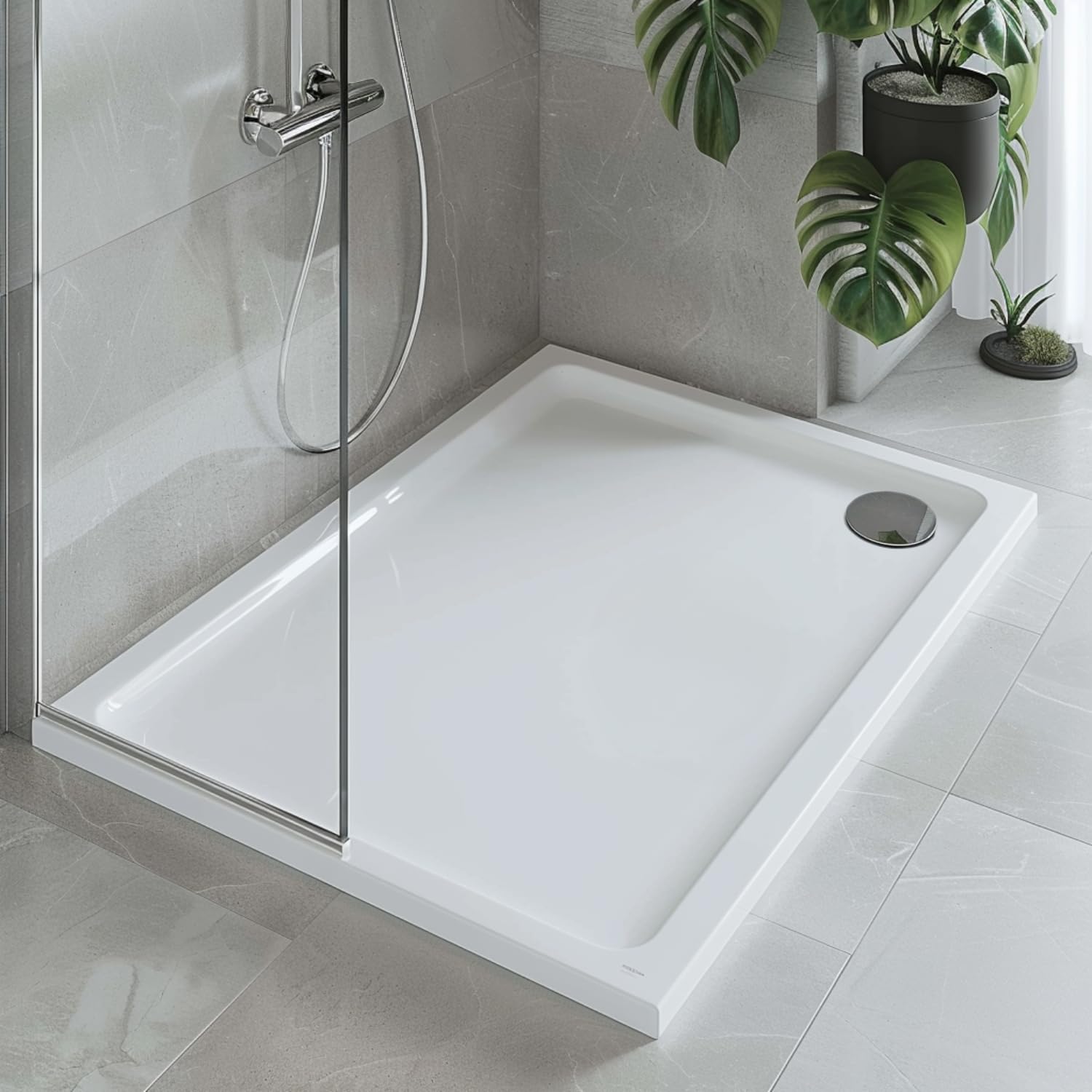 Go Bathrooms White Shower Tray 1000 X 760Mm Rectangle Shower Tray 40Mm Low Profile Enclosure Stone Resin Acrylic Capped Cubicle Tray