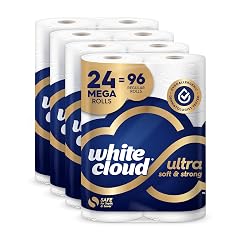 White Cloud Ultra Soft Strong Toilet Paper 4 packs of 6 Mega Rolls 96 Regular Rolls